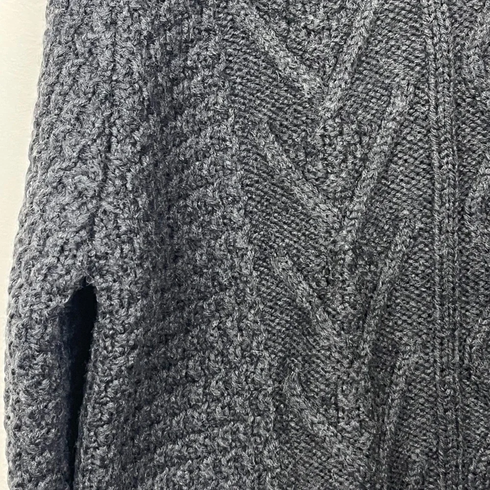 Vintage 2002 Banana Republic Chunky Cable Knit 100% Wool Sweater Black L Y2K